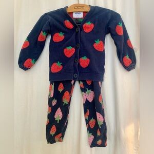 Old Navy Kids Sweatsuit/Sweater Set with Strawberry Print-Navy and Pink. Size 4T